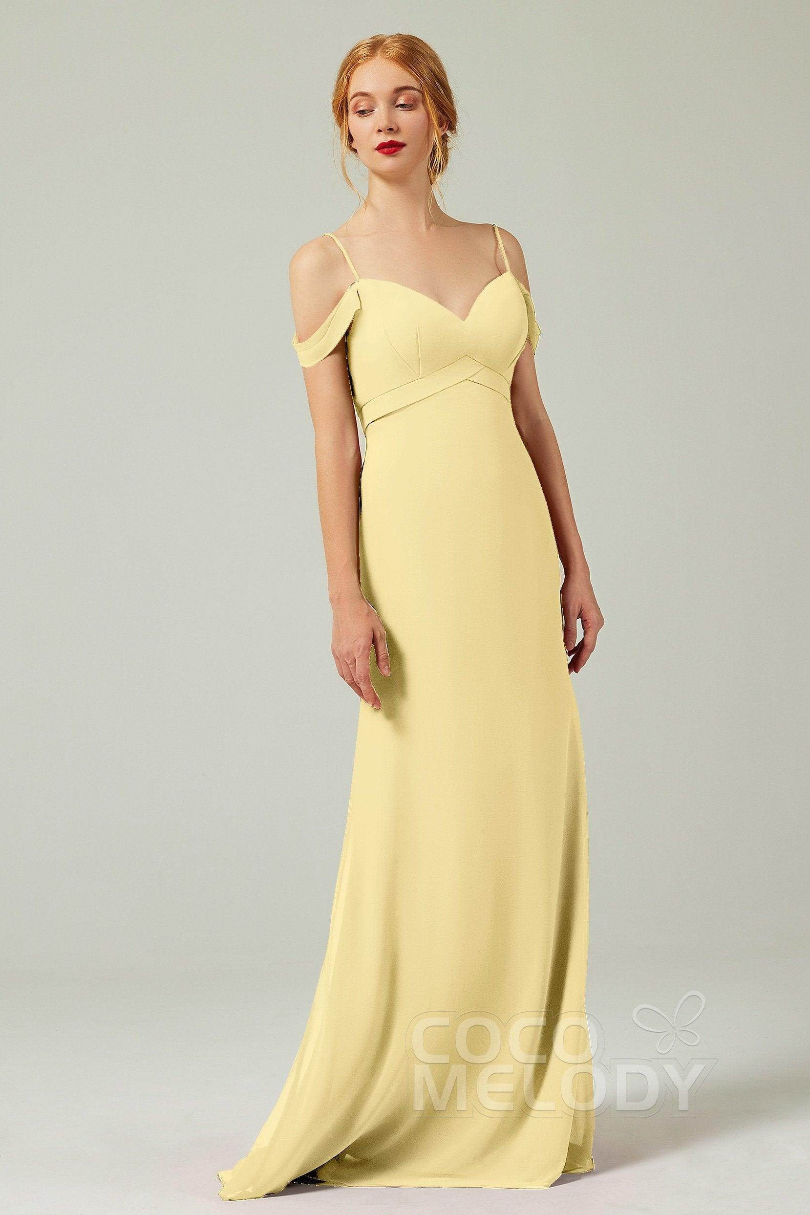 Sheath-Column Floor Length Chiffon Bridesmaid Dress Formal Dresses CB0343 - COCOMELODY